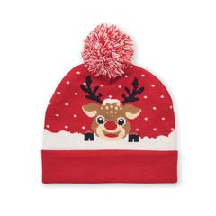 Vue Bonnet à pompon tricoté - Shimas hat de couleur rouge| Krokrodeal