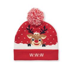 Vue Bonnet à pompon tricoté - Shimas hat de couleur rouge| Krokrodeal