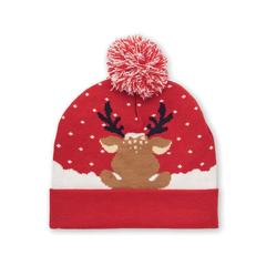 Vue Bonnet à pompon tricoté - Shimas hat de couleur rouge| Krokrodeal