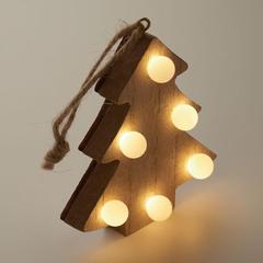 Vue Sapin en bois avec lumières - Lulie de couleur marron| Krokrodeal