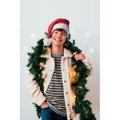Vue Long bonnet de Noël en tricot - Orion de couleur rouge| Krokrodeal
