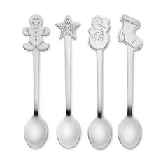 Vue Set 4 cuillères à thé de Noël - Chip set de couleur gris| Krokrodeal