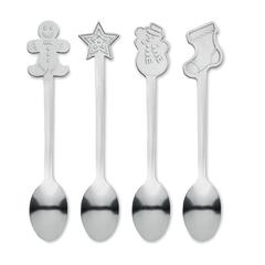 Vue Set 4 cuillères à thé de Noël - Chip set de couleur gris| Krokrodeal