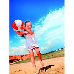 Vue Balle gonflable plage - Playtime de couleur rouge| Krokrodeal
