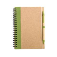 Vue Bloc-notes recyclé et stylo - Sonora plus de couleur vert| Krokrodeal