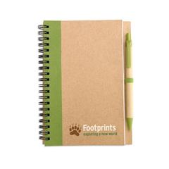 Vue Bloc-notes recyclé et stylo - Sonora plus de couleur vert| Krokrodeal