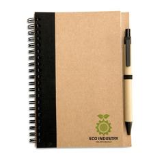 Vue Bloc-notes recyclé et stylo - Sonora plus de couleur noir| Krokrodeal
