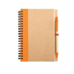 Vue Bloc-notes recyclé et stylo - Sonora plus de couleur orange| Krokrodeal