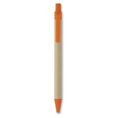 Vue Stylo bille en PLA maïs/papier - Cartoon de couleur orange| Krokrodeal
