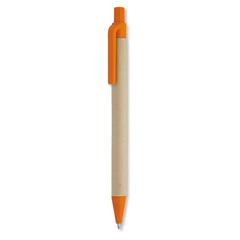 Vue Stylo bille en PLA maïs/papier - Cartoon de couleur orange| Krokrodeal