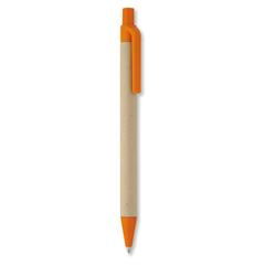 Vue Stylo bille en PLA maïs/papier - Cartoon de couleur orange| Krokrodeal