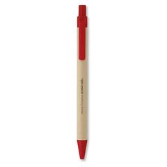 Vue Stylo bille en PLA maïs/papier - Cartoon de couleur rouge| Krokrodeal