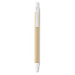 Vue Stylo bille en PLA maïs/papier - Cartoon de couleur blanc| Krokrodeal