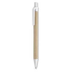 Vue Stylo bille en PLA maïs/papier - Cartoon de couleur blanc| Krokrodeal