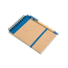 Vue Bloc-notes recyclé et stylo - Sonora de couleur bleu| Krokrodeal