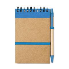 Vue Bloc-notes recyclé et stylo - Sonora de couleur bleu| Krokrodeal