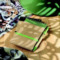 Vue Bloc-notes recyclé et stylo - Sonora de couleur vert| Krokrodeal