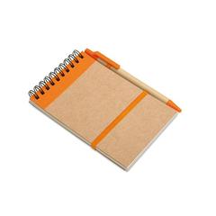 Vue Bloc-notes recyclé et stylo - Sonora de couleur orange| Krokrodeal