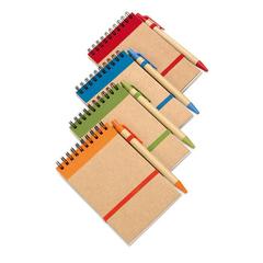 Vue Bloc-notes recyclé et stylo - Sonora de couleur orange| Krokrodeal