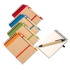 Vue Bloc-notes recyclé et stylo - Sonora de couleur orange| Krokrodeal