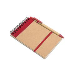 Vue Bloc-notes recyclé et stylo - Sonora de couleur rouge| Krokrodeal