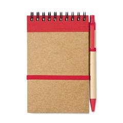 Vue Bloc-notes recyclé et stylo - Sonora de couleur rouge| Krokrodeal