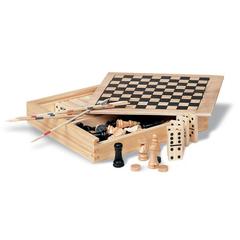 Vue 4 jeux dans une boîte en bois - Trikes de couleur marron| Krokrodeal