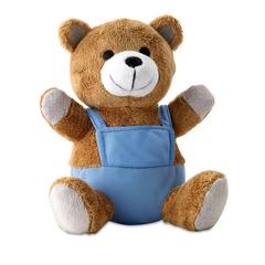 Vue Ourson en peluche - Nico de couleur bleu| Krokrodeal