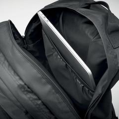 Vue Sac à dos ordinateur RPET 300D - Valley backpack de couleur noir| Krokrodeal