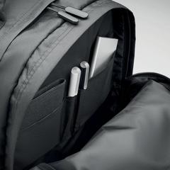 Vue Sac à dos ordinateur RPET 300D - Valley backpack de couleur noir| Krokrodeal