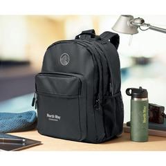 Vue Sac à dos ordinateur RPET 300D - Valley backpack de couleur noir| Krokrodeal