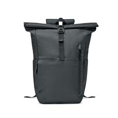 Vue Sac pour ordinateur RPET 300D - Valley rollpack de couleur noir| Krokrodeal