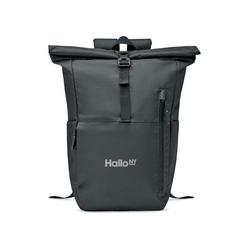 Vue Sac pour ordinateur RPET 300D - Valley rollpack de couleur noir| Krokrodeal