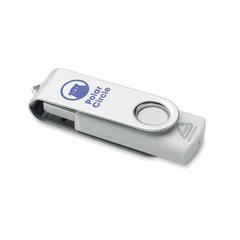 Vue Clé USB 16G en ABS recyclé MO2080-06 - Techmate rabs de couleur blanc| Krokrodeal