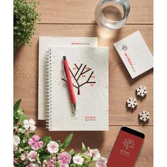 Vue Carnet A5 couv. papier semence - Seed book de couleur blanc| Krokrodeal