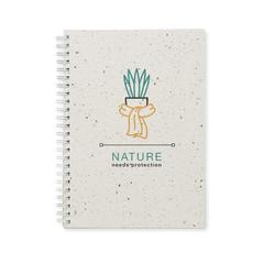 Vue Carnet A5 couv. papier semence - Seed ring de couleur blanc| Krokrodeal