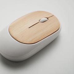 Vue Souris sans fil en bambou - Curvy bam de couleur blanc| Krokrodeal