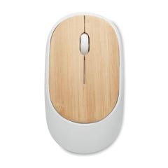 Vue Souris sans fil en bambou - Curvy bam de couleur blanc| Krokrodeal