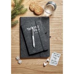 Vue Carnet A5 en feutre RPET - Feltbook de couleur gris| Krokrodeal