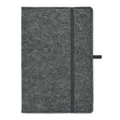 Vue Carnet A5 en feutre RPET - Feltbook de couleur gris| Krokrodeal