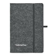 Vue Carnet A5 en feutre RPET - Feltbook de couleur gris| Krokrodeal