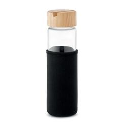 Vue Bouteille verre et bambou 600ml - Tinaroo de couleur noir| Krokrodeal