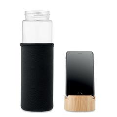 Vue Bouteille verre et bambou 600ml - Tinaroo de couleur noir| Krokrodeal