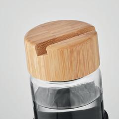 Vue Bouteille verre et bambou 600ml - Tinaroo de couleur noir| Krokrodeal