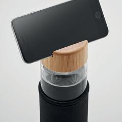 Vue Bouteille verre et bambou 600ml - Tinaroo de couleur noir| Krokrodeal