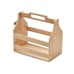 Vue Caisse à bouteilles en bambou - Cabas de couleur marron| Krokrodeal