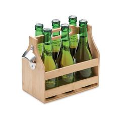 Vue Caisse à bouteilles en bambou - Cabas de couleur marron| Krokrodeal