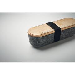 Vue Trousse en feutre RPET - Mile de couleur marron| Krokrodeal