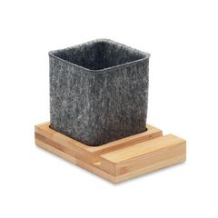 Vue Pot à crayons en feutre RPET - Orostan de couleur marron| Krokrodeal