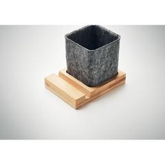 Vue Pot à crayons en feutre RPET - Orostan de couleur marron| Krokrodeal